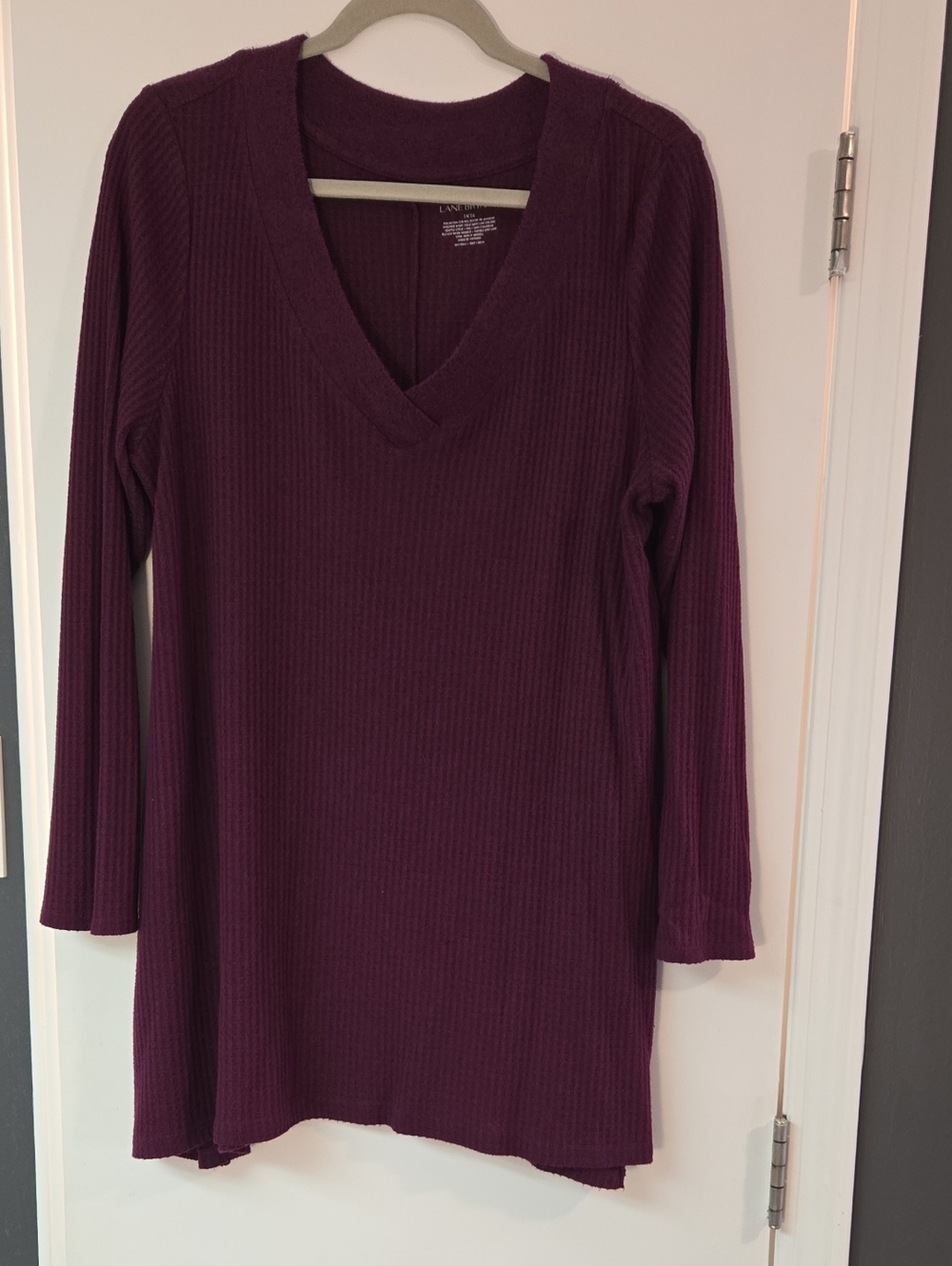 Lane Bryant Ribbed V-Neck Tunic Top - Plum